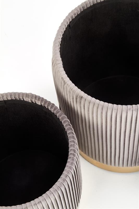 Set di 2 pouf contenitore in velluto Montagne Grigio (6)