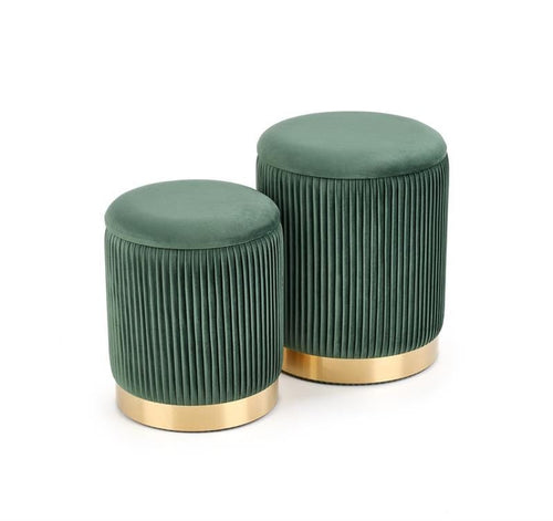Set di 2 pouf contenitore in velluto Montagne Verde