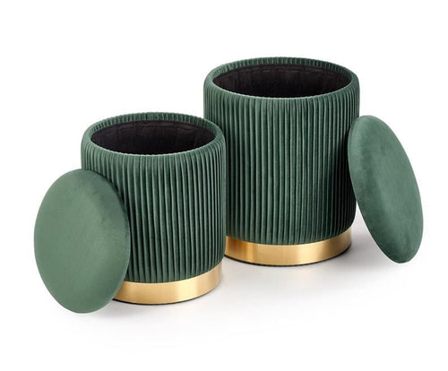 Set di 2 pouf contenitore in velluto Montagne Verde (1)