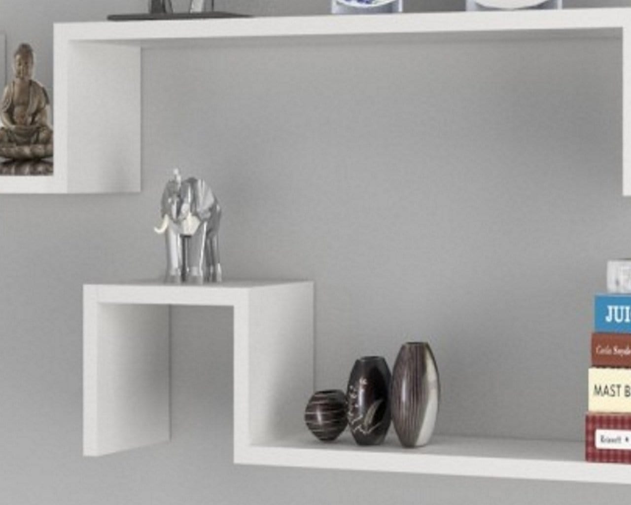 Set di 2 scaffali da muro M02 Bianco (3)