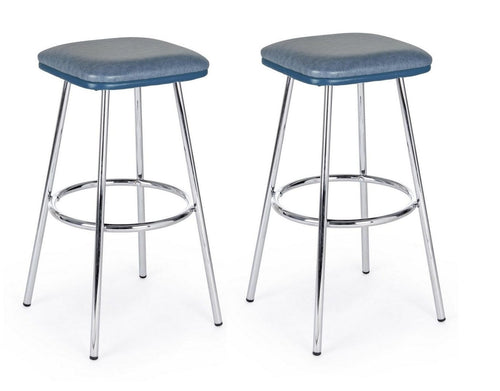 Set di 2 sedie da bar in ecopelle Agnes Blu