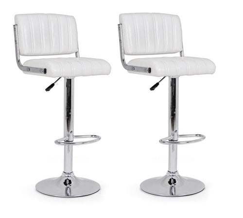 Set di 2 sedie da bar in ecopelle Barclay Bianco