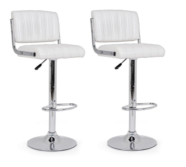 Set di 2 sedie da bar in ecopelle Barclay Bianco