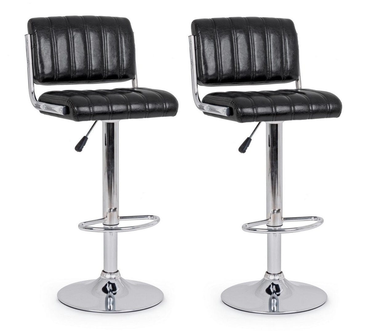 Set di 2 sedie da bar in ecopelle Barclay Nero