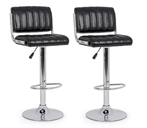 Set di 2 sedie da bar in ecopelle Barclay Nero