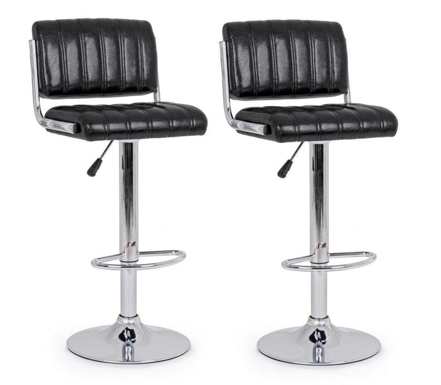 Set di 2 sedie da bar in ecopelle Barclay Nero