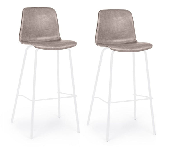 Set di 2 sedie da bar in ecopelle Kyra Beige