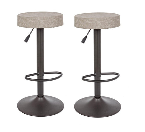 Set di 2 sedie da bar in ecopelle Piper Matt Grigio