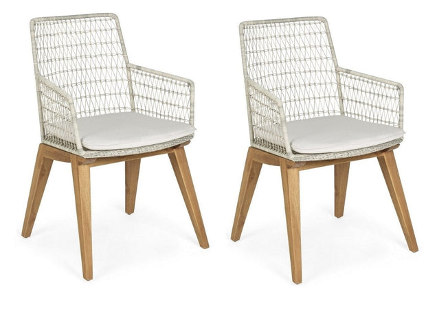 Bizzotto Set di 2 sedie da giardino Mauren Bianco
