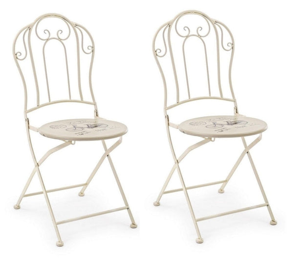 Set di 2 sedie da giardino pieghevole Bike Crema