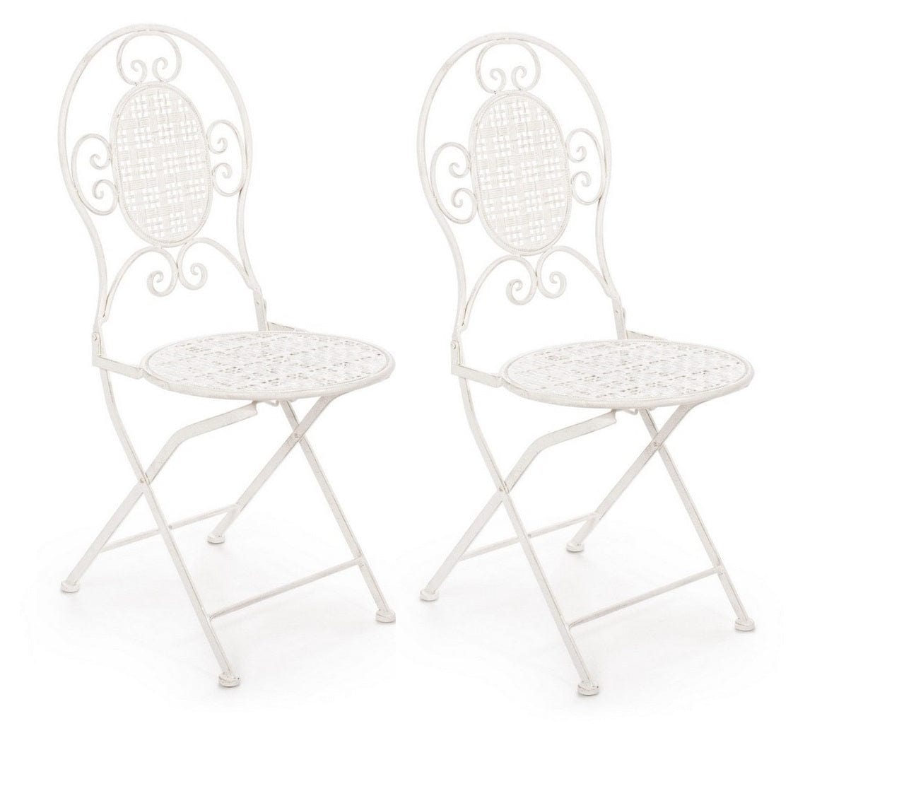 Set di 2 sedie da giardino pieghevole in metallo Emily Bianco