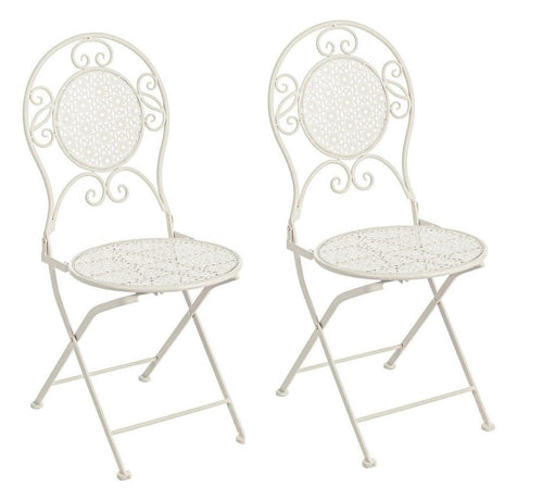 Set di 2 sedie da giardino pieghevole in metallo Giselle Crema