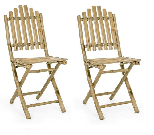 Set di 2 sedie da giardino pieghevole Joyce Naturale