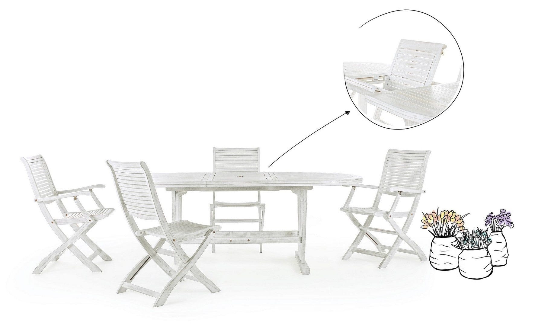 Set di 2 sedie da giardino pieghevole Octavia Bianco (4)