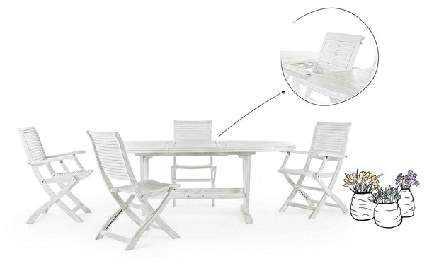 Set di 2 sedie da giardino pieghevole Octavia Bianco (4)
