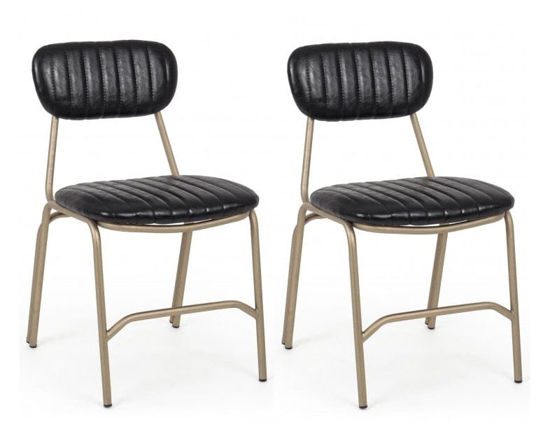 Set di 2 sedie da pranzo in ecopelle Addy Nero