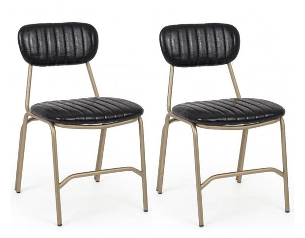 Set di 2 sedie da pranzo in ecopelle Addy Nero