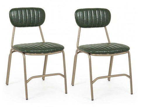 Set di 2 sedie da pranzo in ecopelle Addy Verde