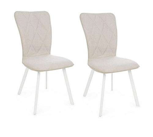 Set di 2 sedie da pranzo in ecopelle e tessuto Angelica Beige