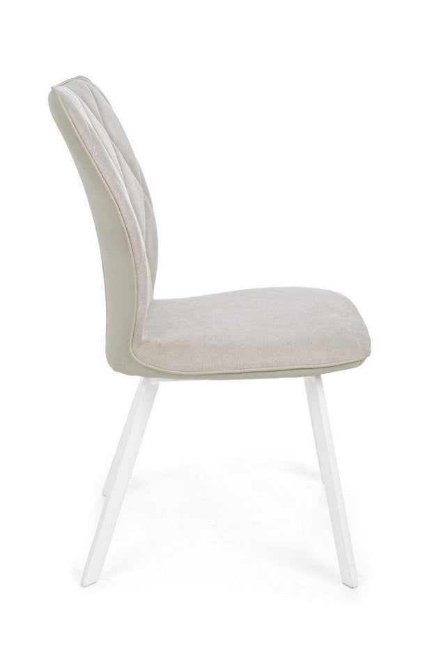 Set di 2 sedie da pranzo in ecopelle e tessuto Angelica Beige (4)