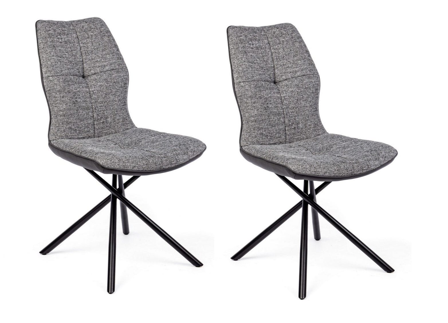 Set di 2 sedie da pranzo in ecopelle e tessuto Kepler Grigio