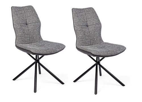 Set di 2 sedie da pranzo in ecopelle e tessuto Kepler Grigio