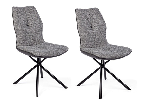 Set di 2 sedie da pranzo in ecopelle e tessuto Kepler Grigio