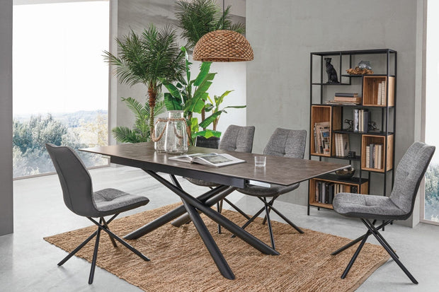 Set di 2 sedie da pranzo in ecopelle e tessuto Kepler Grigio (1)