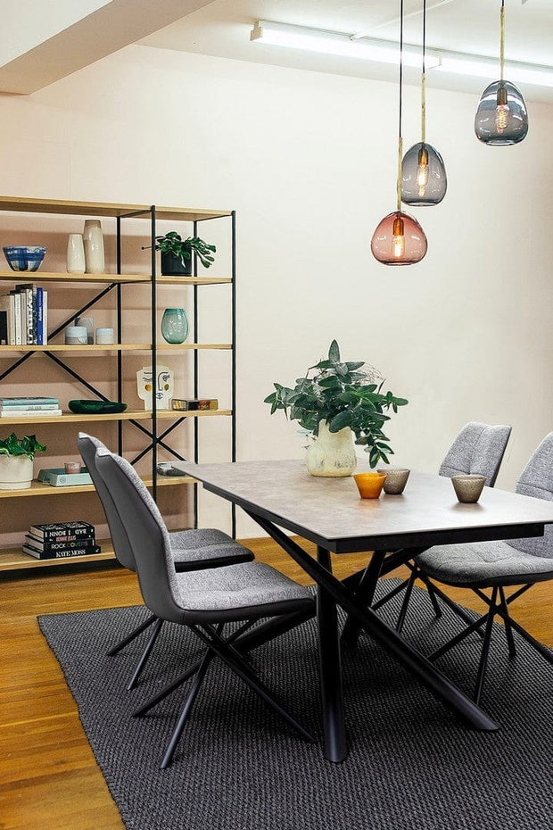 Set di 2 sedie da pranzo in ecopelle e tessuto Kepler Grigio (2)