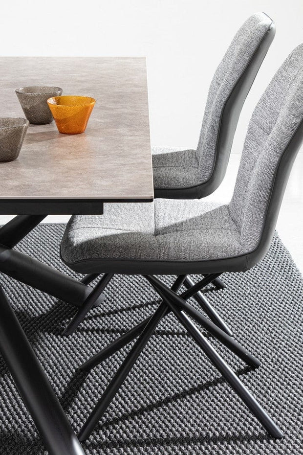 Set di 2 sedie da pranzo in ecopelle e tessuto Kepler Grigio (6)