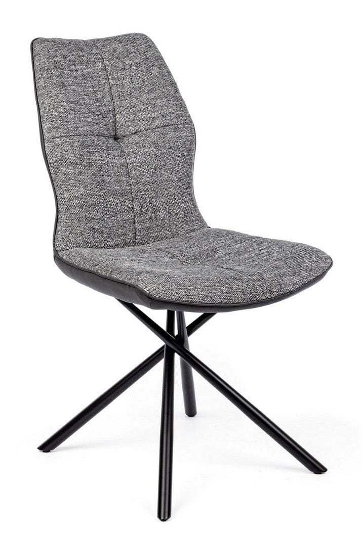 Set di 2 sedie da pranzo in ecopelle e tessuto Kepler Grigio (7)