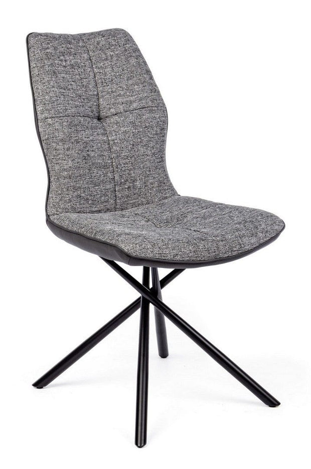 Set di 2 sedie da pranzo in ecopelle e tessuto Kepler Grigio (7)