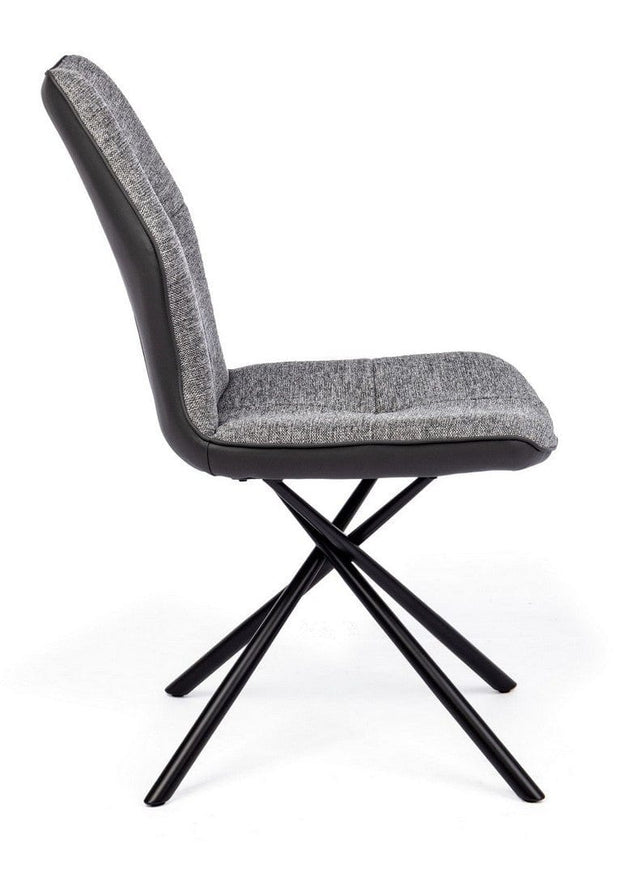 Set di 2 sedie da pranzo in ecopelle e tessuto Kepler Grigio (8)