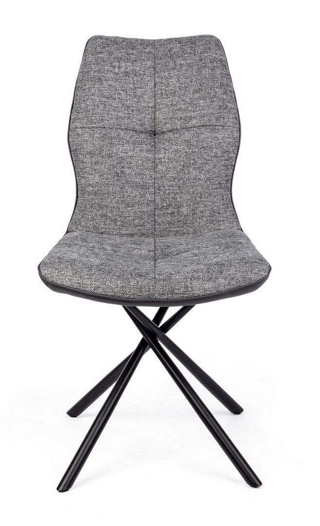 Set di 2 sedie da pranzo in ecopelle e tessuto Kepler Grigio (9)