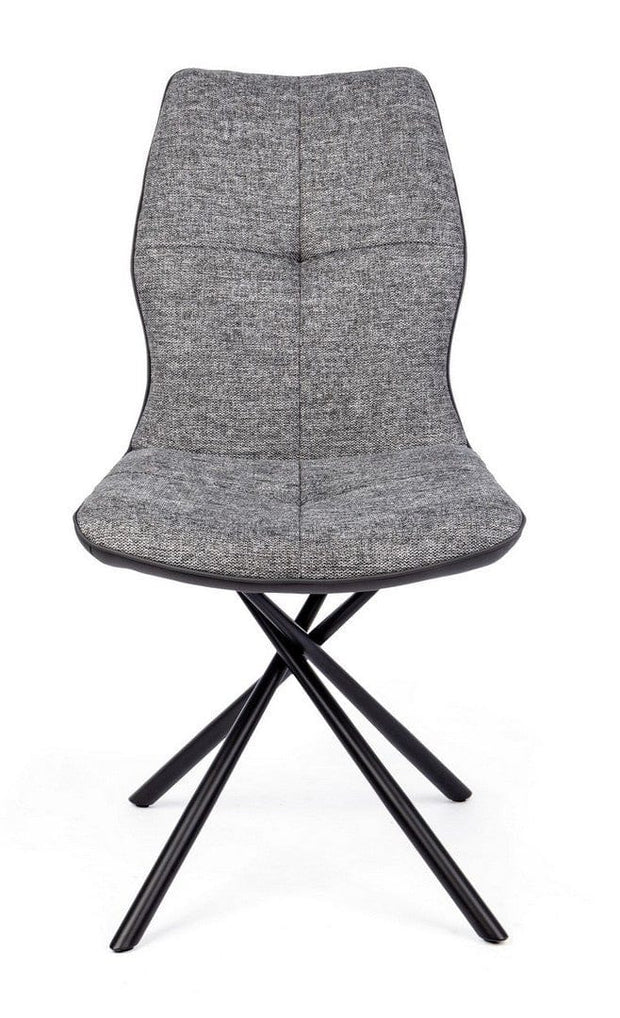 Set di 2 sedie da pranzo in ecopelle e tessuto Kepler Grigio (9)