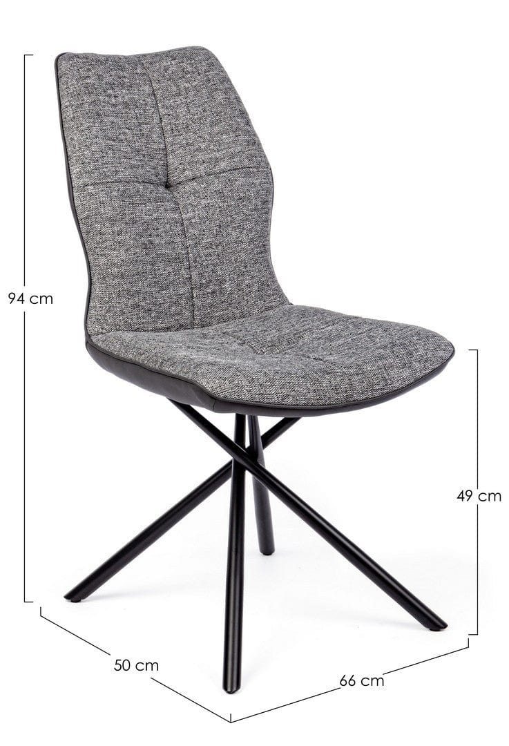 Set di 2 sedie da pranzo in ecopelle e tessuto Kepler Grigio (13)
