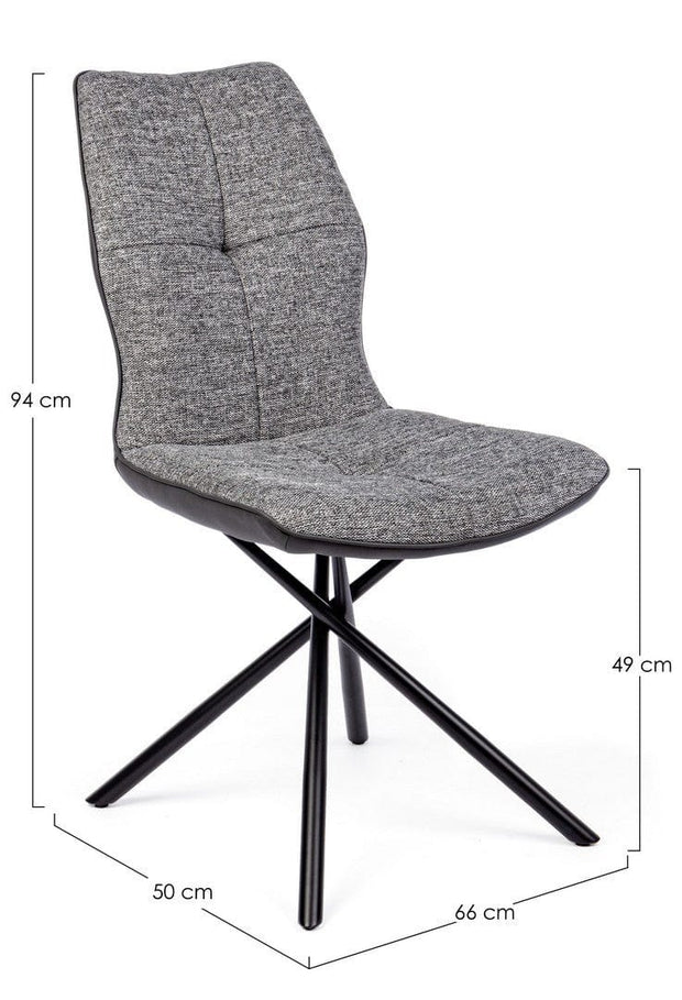 Set di 2 sedie da pranzo in ecopelle e tessuto Kepler Grigio (13)