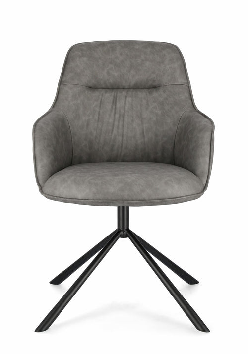Set di 2 sedie da pranzo in ecopelle Grant Grigio (1)