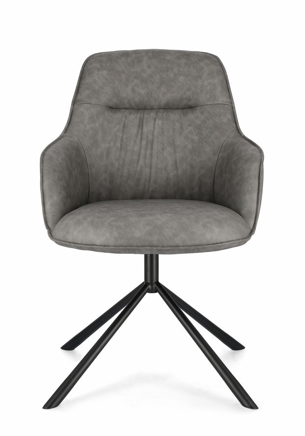 Set di 2 sedie da pranzo in ecopelle Grant Grigio (1)