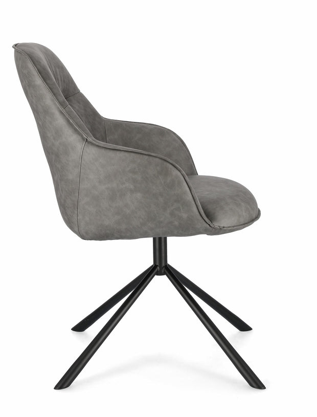 Set di 2 sedie da pranzo in ecopelle Grant Grigio (2)
