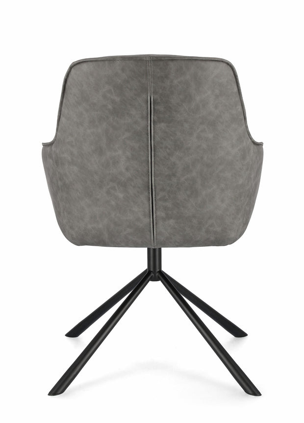 Set di 2 sedie da pranzo in ecopelle Grant Grigio (3)