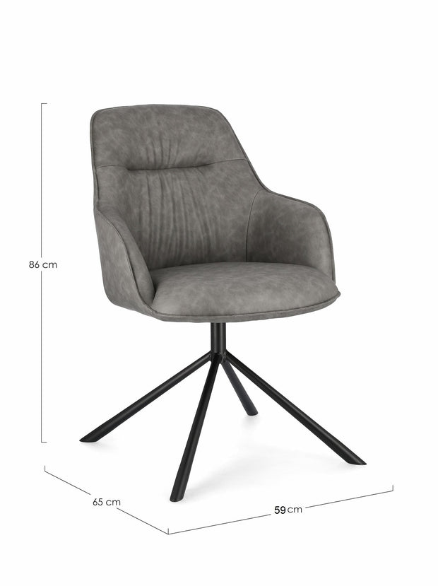 Set di 2 sedie da pranzo in ecopelle Grant Grigio (6)