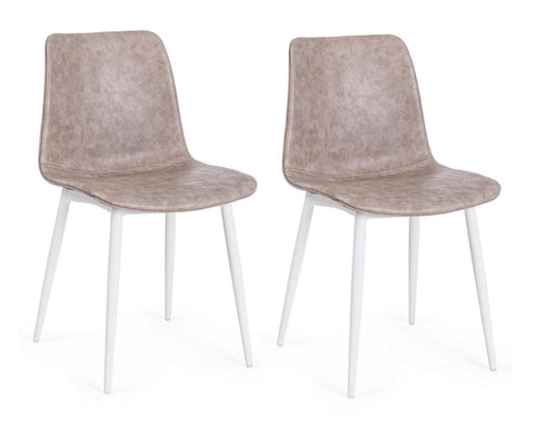 Set di 2 sedie da pranzo in ecopelle Kyra Beige