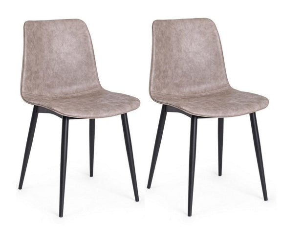 Set di 2 sedie da pranzo in ecopelle Kyra Beige