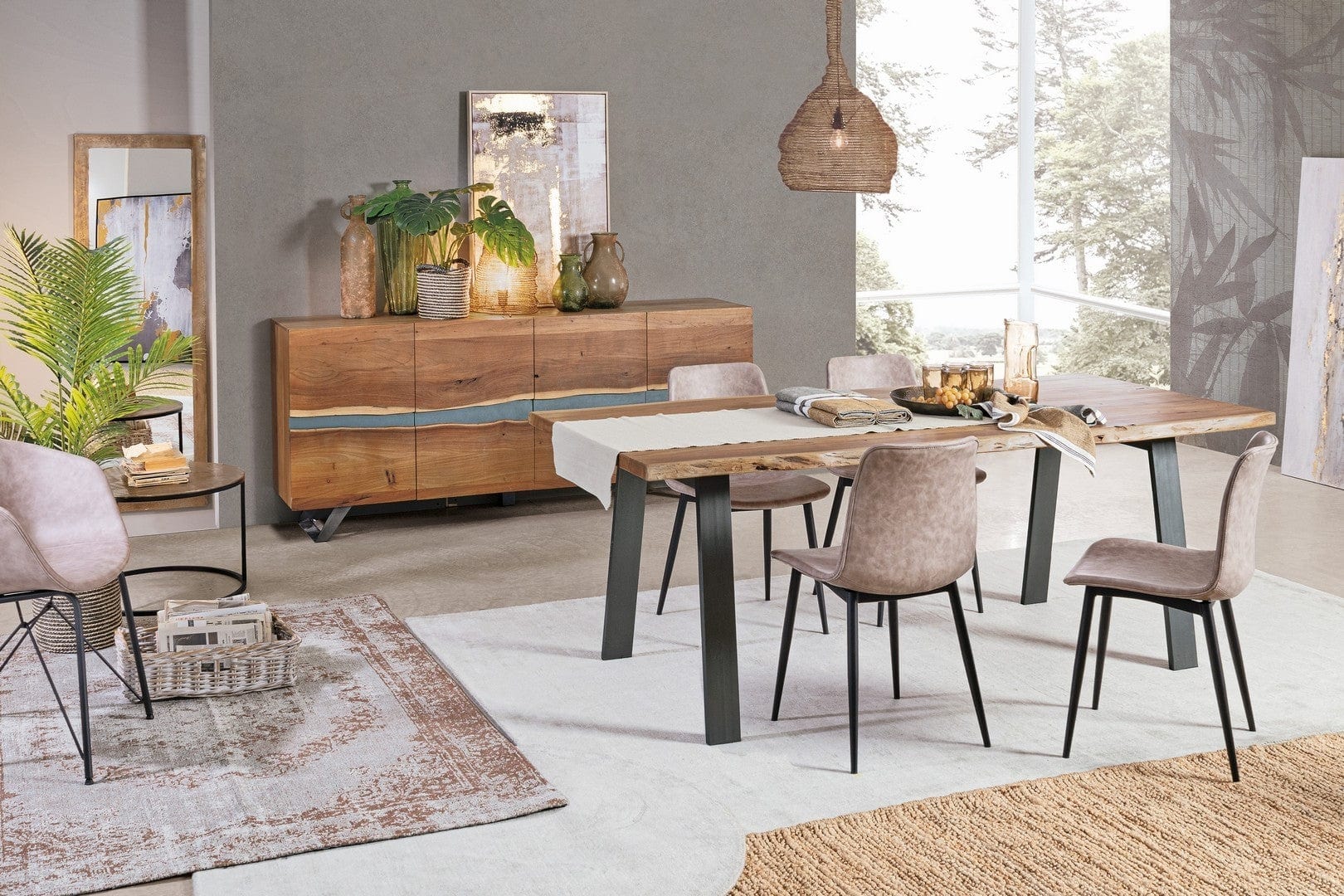 Set di 2 sedie da pranzo in ecopelle Kyra Beige (2)