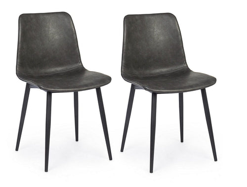 Set di 2 sedie da pranzo in ecopelle Kyra Grigio
