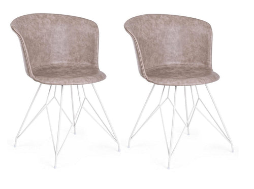 Set di 2 sedie da pranzo in ecopelle Loft Beige
