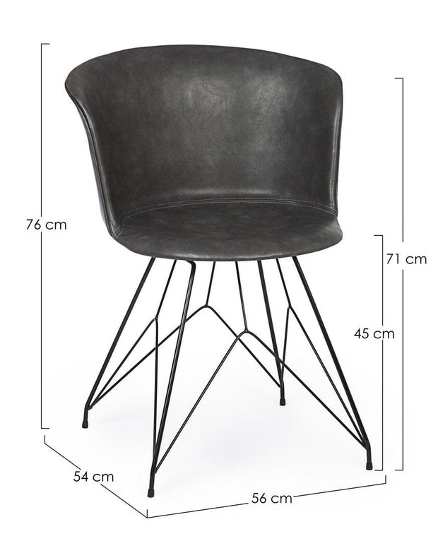 Set di 2 sedie da pranzo in ecopelle Loft Grigio (9)