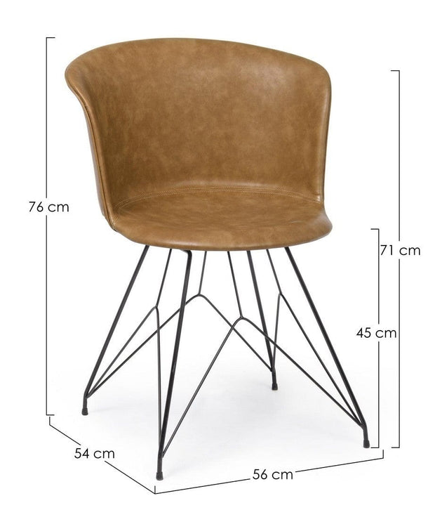 Set di 2 sedie da pranzo in ecopelle Loft Marrone (8)