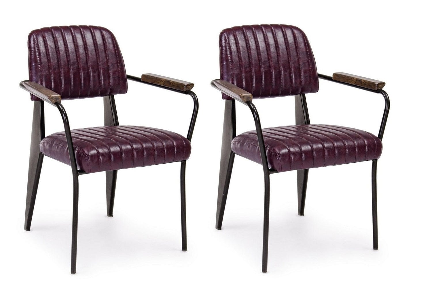 Set di 2 sedie da pranzo in ecopelle Nelly Plus Bordeaux